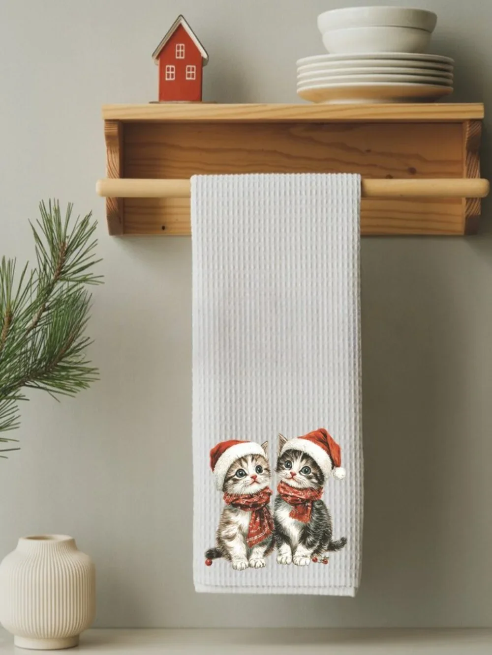 Christmas Kittens Holiday Decorative Kitchen Tea Towel